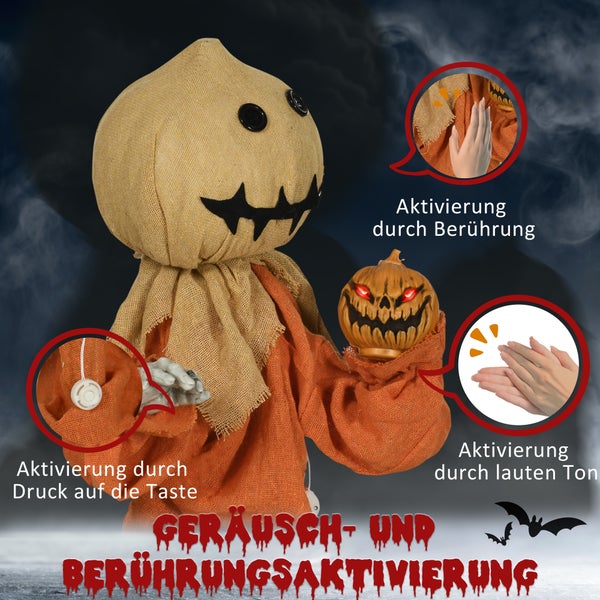 Dekorative Halloween-Figur mit Kürbis und interaktiven Funktionen