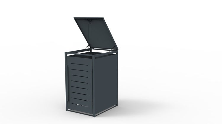 Mülltonnenbox mit geöffnetem Deckel