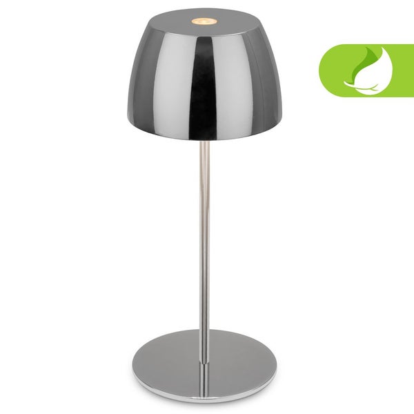 Briloner Serina Mini LED Tischlampe kabellos IP44, Dimmbar, Touch, Spritzwasserschutz, akku, chrom, Ø8 x 20 cm
