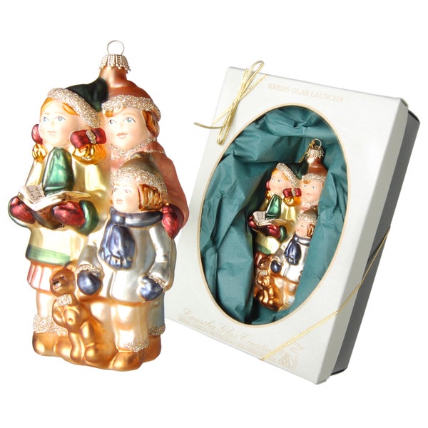 Multicolor 14cm Singende Kinder, Glasornament, mundgeblasen und handdekoriert, 1 Stck., Weihnachtsbaumkugeln, Christbaumschmuck, Weihnachtsbaumanhänger