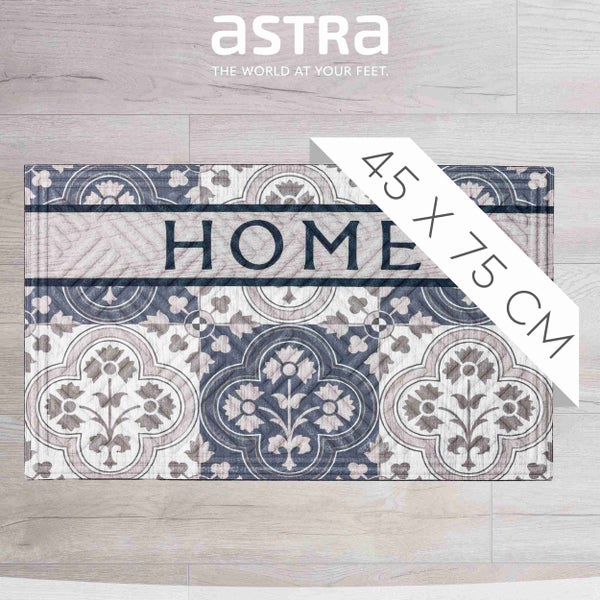 Fußmatte mit dem Schriftzug Home und floralem Muster, Größe 45 x 75 cm