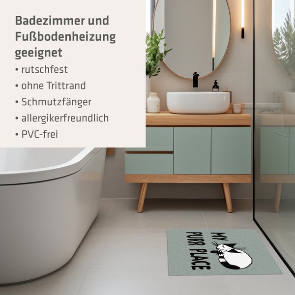 Akzente Feel Badematte mit Motiv in Grün Fußmatte 35 x 50 cm, rutschfest, saugfähig
