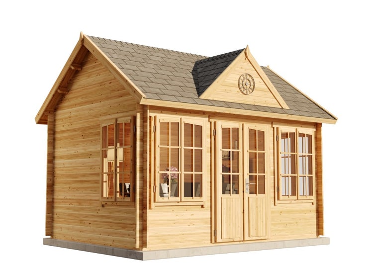 Holzgartenhaus mit Doppeltür und Sprossenfenstern