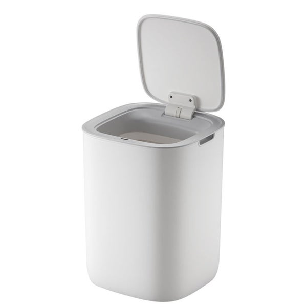 PROREGAL Moderner Quadratischer Abfalleimer Mit Smart Sensor 12 Liter HxBxT 33,7 x 35 x 25 cm Weiß