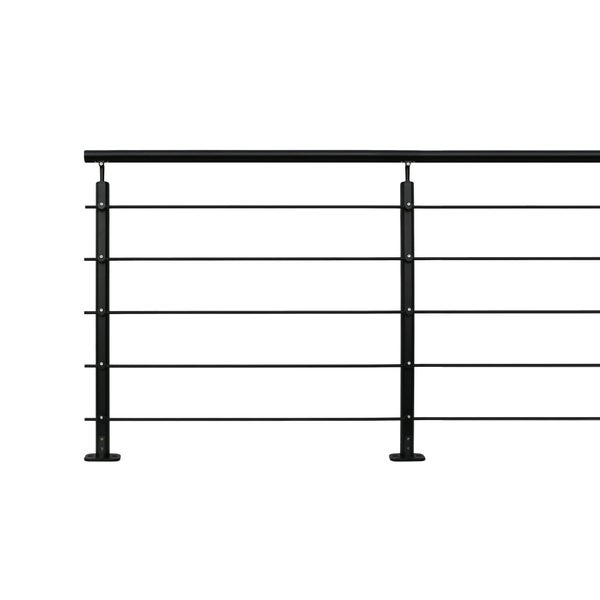 OPALU - Geländerset 2m aus Aluminium Montagefertig - Farbe Schwarz , Bodenbefestigung