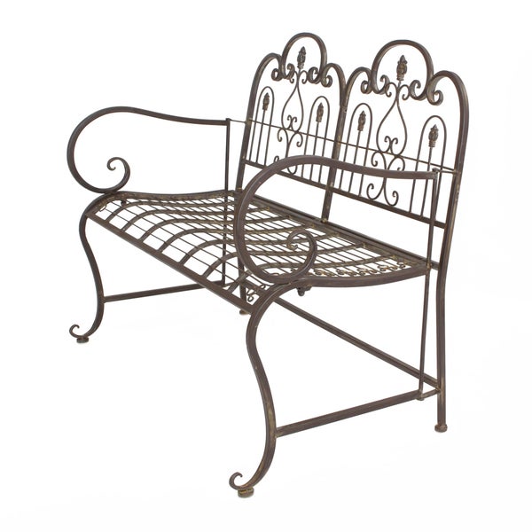 FRANK FLECHTWAREN | Sitzbank Provence, METALL, Breite 108 cm, Sitztiefe 43 cm, Sitzhöhe 43 cm, GH 92 cm, ohne Sitzkissen, einfache Selbstmontage, L