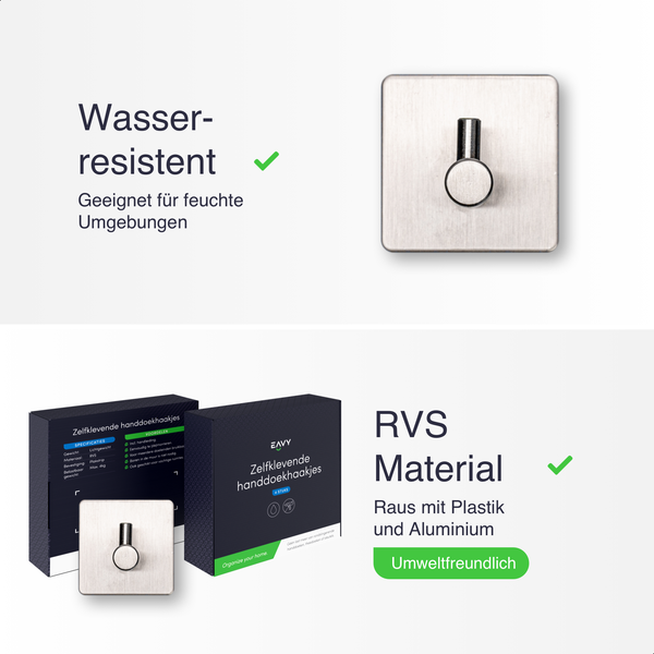EAVY Handtuchhaken Edelstahl Silber Selbstklebend 4er pack