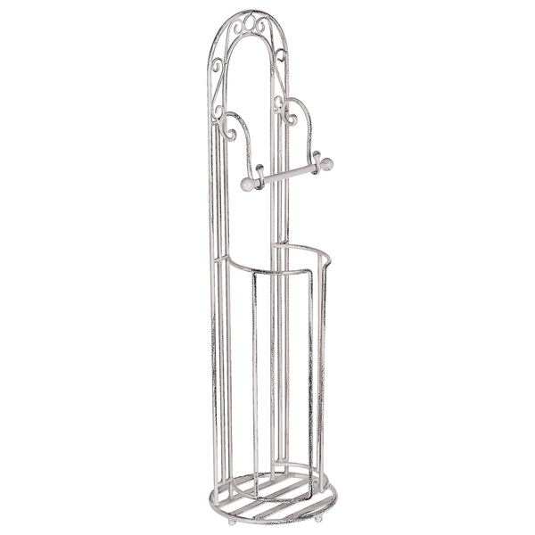 Maßezeichnung eines stehenden Toilettenpapierhalters: Höhe 75 Zentimeter, Breite 20 Zentimeter, mit integriertem Ersatzrollenhalter.