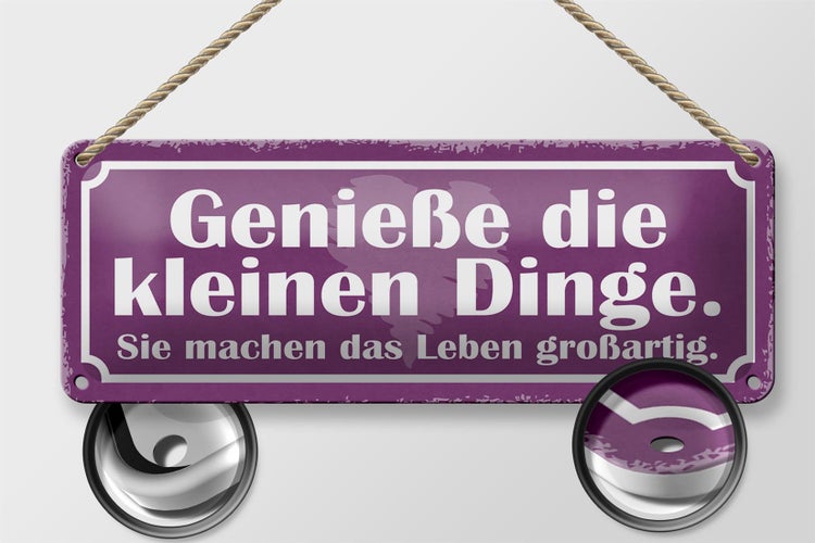 Blechschild Spruch 27x10cm genieße die kleinen Dinge sie Dekoration