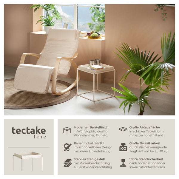 Beistelltisch tectake Cambridge 40 x 40 x 44 cm Stahl creme