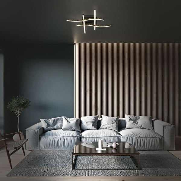 Briloner Leuchten REY - Wand-& Deckenleuchte - 3718045 - Glitzereffekt durch Laserlochoptik - 24W ? 2800 lm - Warmweiß 3000K - 64,5 x 64,5 x 10 cm