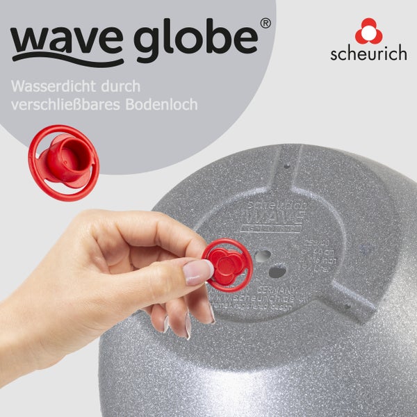 Scheurich Wave Globe 60, Pflanzgefäß/Blumentopf/Pflanzkübel, rund,  aus Kunststoff Farbe: Stony Grey, 59,5 cm Durchmesser, 44,5 cm hoch, 68 l Vol.