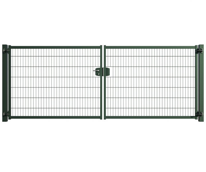 Doppelflügeltor aus Metall mit Gitterstruktur für den Garten