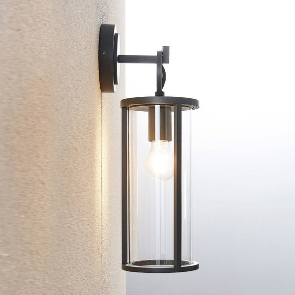 Lucande Wandleuchte außen (Laterne) Emmeline (spritzwassergeschützt (Modern) in Schwarz aus Aluminium (1 flammig, E27) - Außenwandleuchten Wandlampe Led Außenlampe Outdoor für