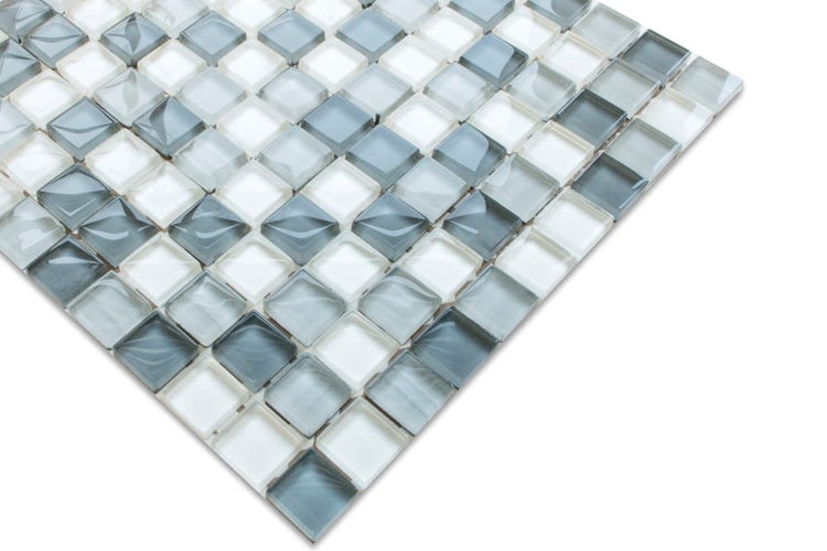 Glasmosaik auf Netz für Bad und Küche 30cm x 30cm  - White Pearls