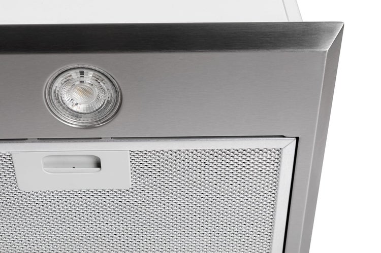 Dunstabzugshaube aus Edelstahl mit integriertem LED Strahler und Metallfettfilter