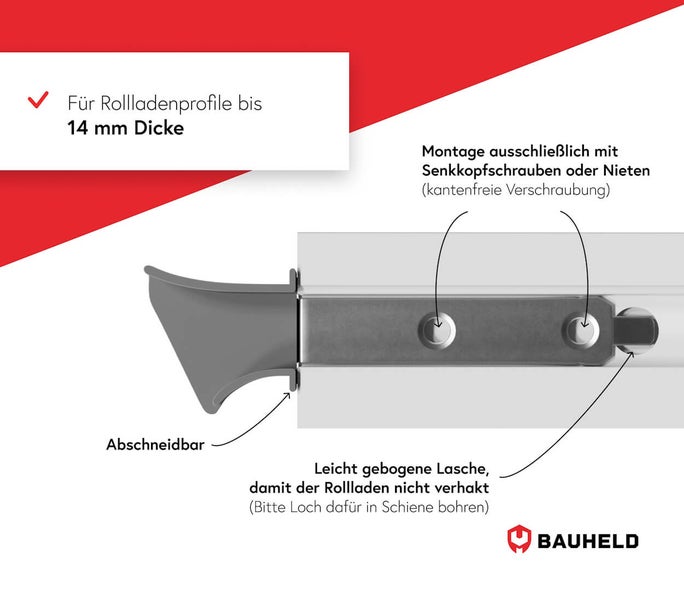 Bauheld Rollladenstopper für Rollladenprofile bis 14 Millimeter Dicke