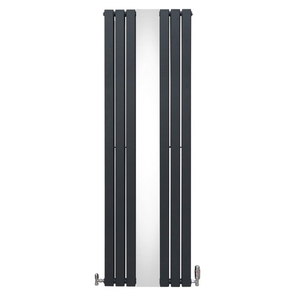 Heizkörper mit Spiegel & Chrom Thermostatventile - 1800mm x 565mm – Anthrazitgrau