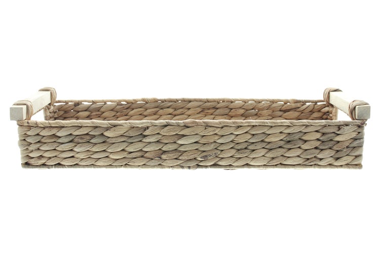 FRANK FLECHTWAREN | Tablett Wasserhyazinthe, WASSERHYAZINTHE, HOLZ, 48 x 16 x 7 cm