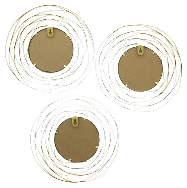 FRANK FLECHTWAREN | Spiegel Gold, 3er Set, METALL, GLAS, D: 24,5 x 1,5 cm