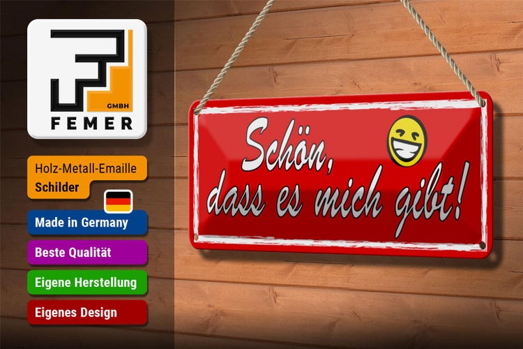 Blechschild Spruch 27x10cm Schön dass es mich gibt Dekoration