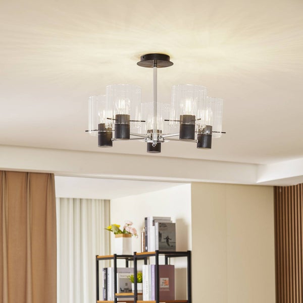 Lucande Deckenlampe Eirian (Modern) in Transparent aus Metall (5 flammig, E27) - Deckenleuchte Lampe Wohnzimmerleuchte