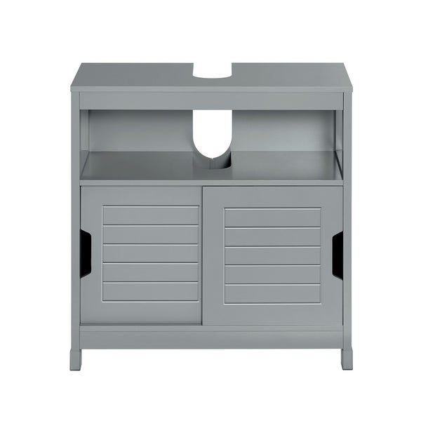 Waschbeckenunterschrank mit zwei Schiebetüren und offenem Fach