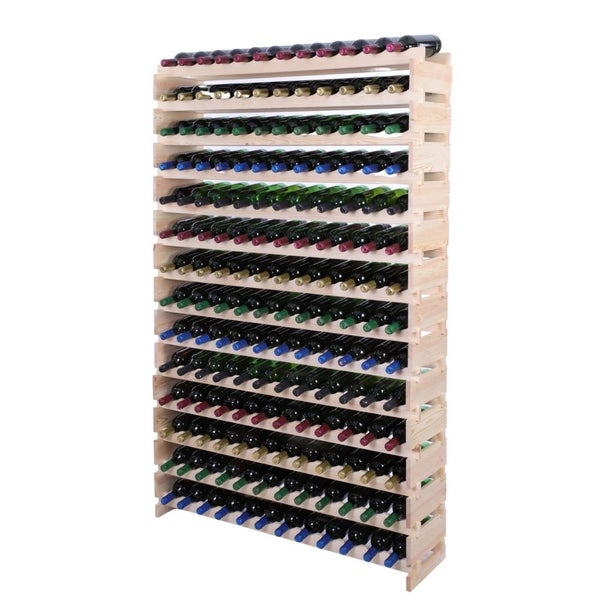 Weinregal VINOTECA FLEX PRO HxBxT 191x123x28cm 168 Flaschen auf 14 Ebenen Massives Kiefernholz Natur unbehandelt