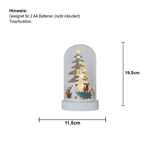Lichterkette mit Lampen in Käfigoptik vor Holzzaun