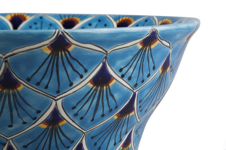 Dekorative Pflanzschale mit blauem Muster für den Innenbereich