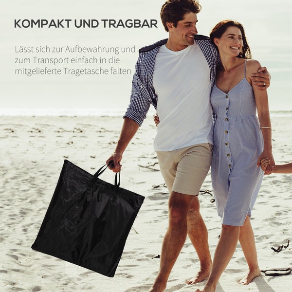 Outsunny Strandmatte, 5-stufige Höhenverstellbare Strandliege mit Tragetasche, 2er Set Faltbare Strandmatratze, 134 x 48 x 33-43 cm, Stahl, Schwarz
