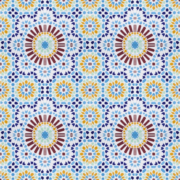 Fliesenmuster mit geometrischen und floralen Elementen