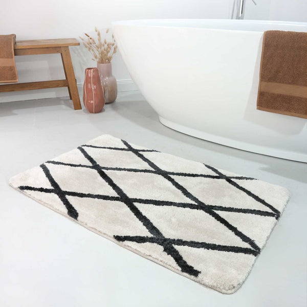 Badteppich Creme Schwarz San Bosa Homie Living 55x65 cm