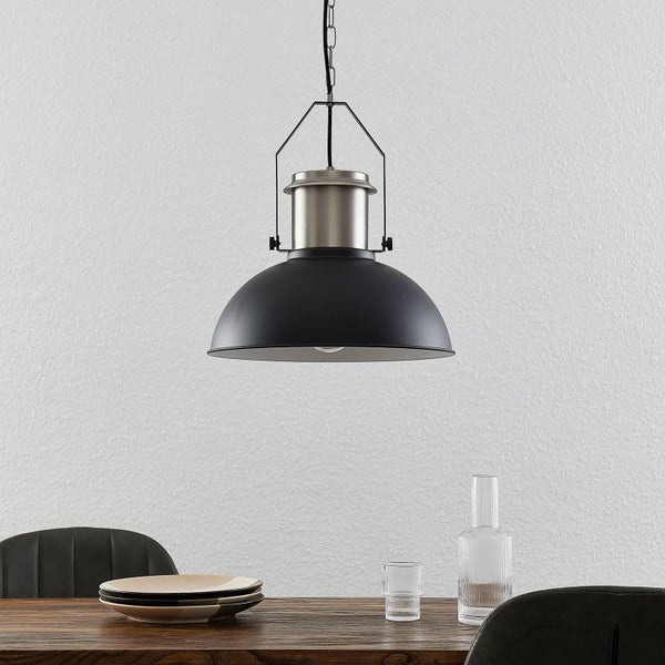 Lindby Pendelleuchte Freitjof (Vintage, Industriell) in Schwarz aus Metall (1 flammig E27) - Deckenlampe Esstischlampe Hängelampe Hängeleuchte Wohnzimmerleuchte
