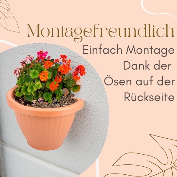 Wandblumentopf mit Montageösen für einfache Installation