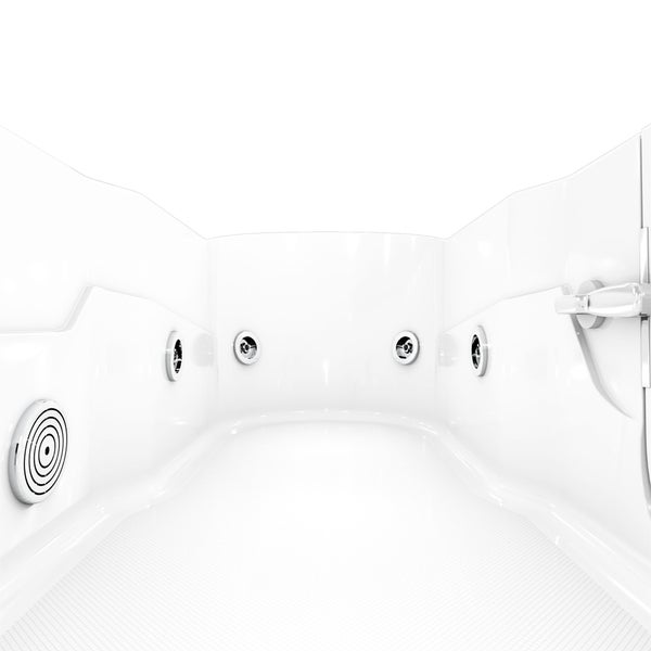 Innenansicht eines Whirlpools mit Düsen und Armatur