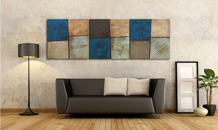 Das Wandbild -Playful Water- 210x70x2 cm handgemaltes Unikat