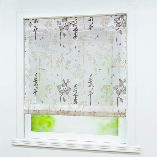 Fenster mit Faltrollo mit Pflanzenmuster