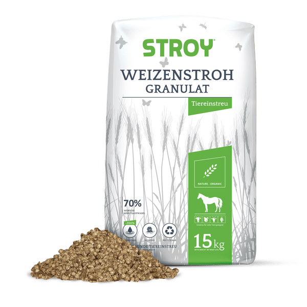 STROY Strohgranulat Einstreu 15kg x 2 Sack 30kg Einstreu Granulat