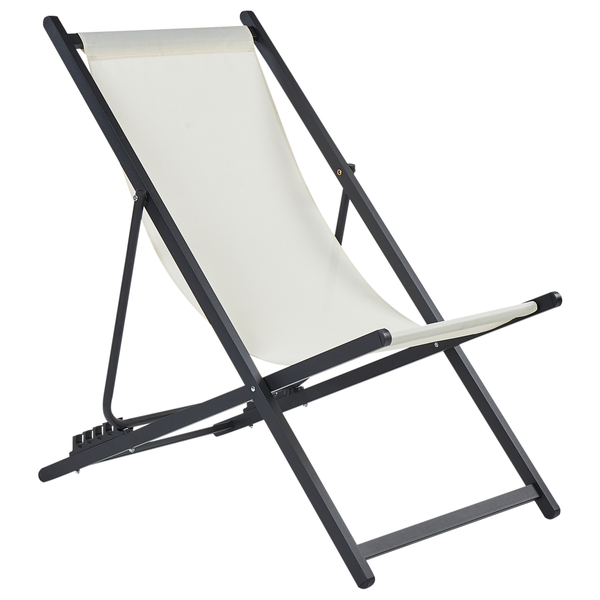 Klappbarer Liegestuhl LOCRI II Metall Hellbeige
