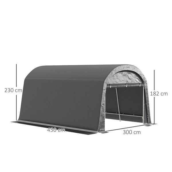 Outsunny Gerätehaus für Fahrräder, wasserdicht Gerätezelt mit Tür, Anti-Staub-Fahrradabdeckung, Unterstand, Foliengerätehaus Fahrradschuppen Fahradgarage für Garten 300x450x230 cm, Dunkelgrau