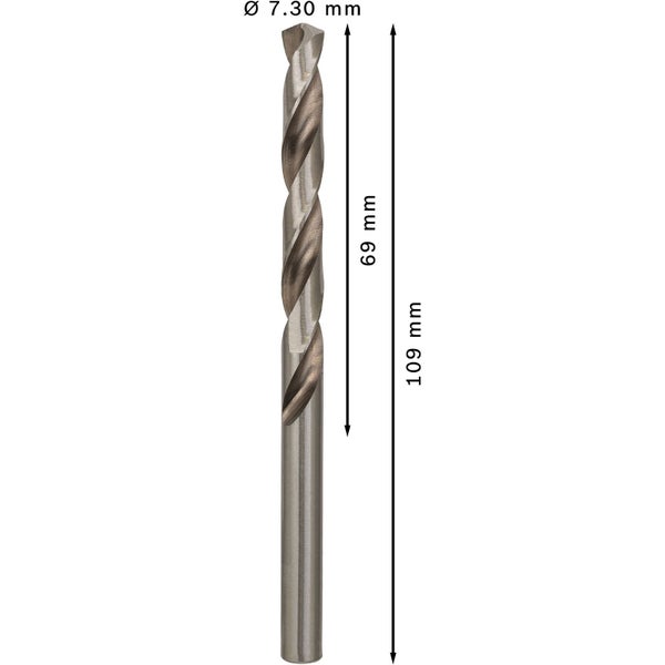Metallbohrer mit 7.30 mm Durchmesser und 109 mm Länge