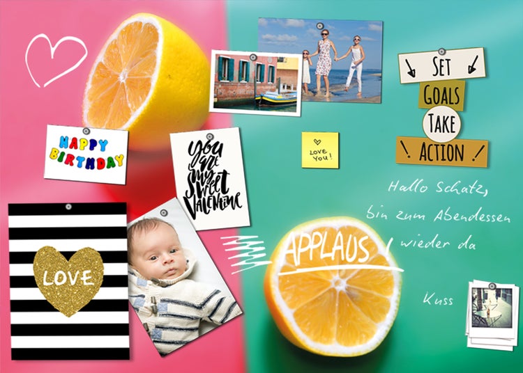 Pinnwand Magnetisches Memoboard |Tafel | Kalender | Wandkalender | 70x50cm | MMB0105 | Orange | Bunt | Wandbild