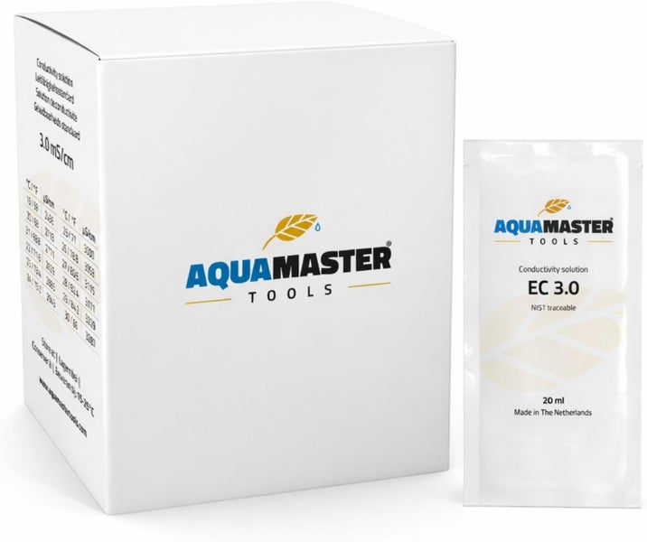 Aqua Master Tools Leitfähigkeits-Kalibrierlösung EC 3,0, 20 ml Beutel mit Verpackung