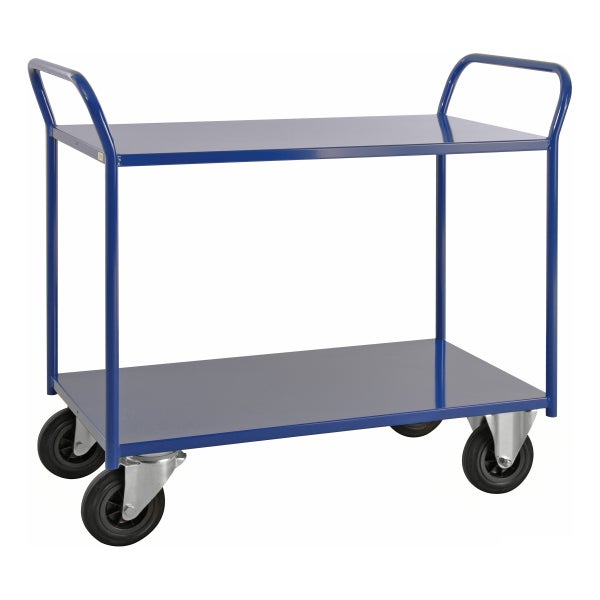 Kongamek Etagenwagen voll verschweisst in blau mit 2 Böden 940x440mm Ladefläche ohne Bremse