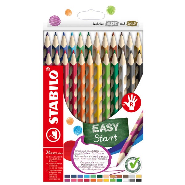 STABILO Buntstift Ergonomisch für Rechtshänder, EASYcolors, 24er Set