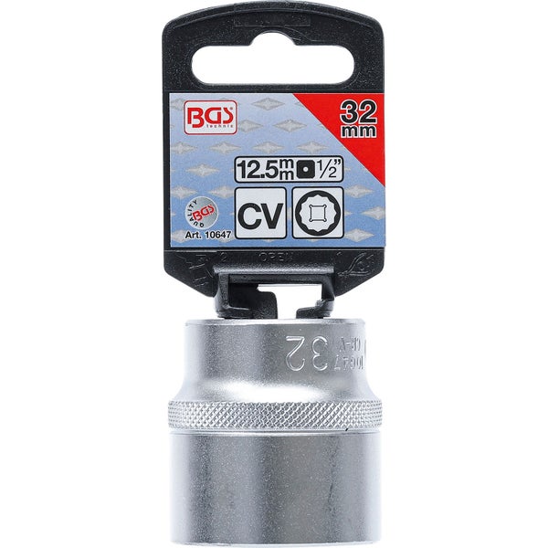 BGS Steckschlüssel-Einsatz Zwölfkant Antrieb Innenvierkant 12,5 mm (1/2) SW 32 mm - 10647
