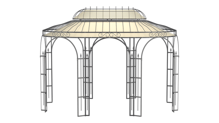 Pavillon ELEO Verona 4 x 2,9 m anthrazit - pulverbeschichtet | mit Sonnensegel ecru