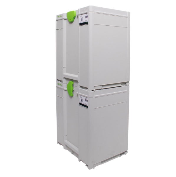 Zwei übereinander gestapelte Festool Systainer Aufbewahrungsboxen