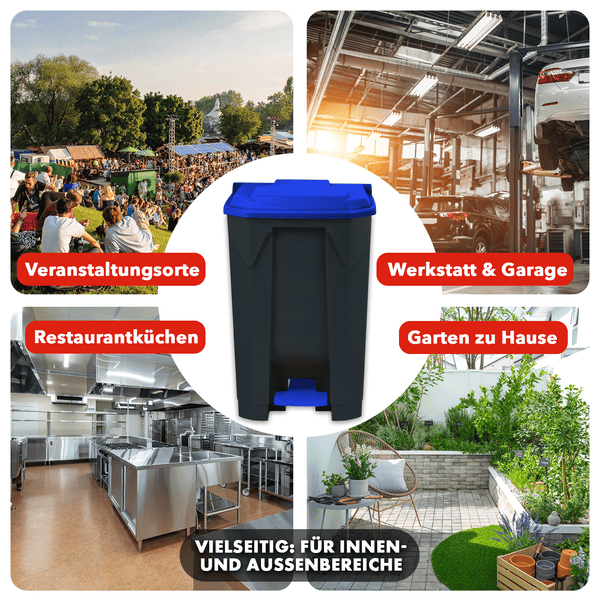 FLOORDIREKT Mülleimer Olaf Step-On Abfalleimer Tretmülleimer Universal Blau 80 Liter